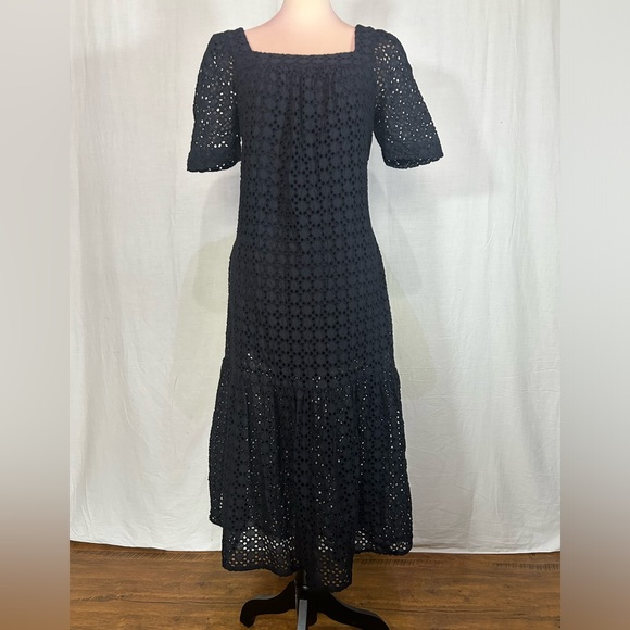 Anthropologie Maeve Josette Eyelet Black Midi Dress - Picture 6 of 16